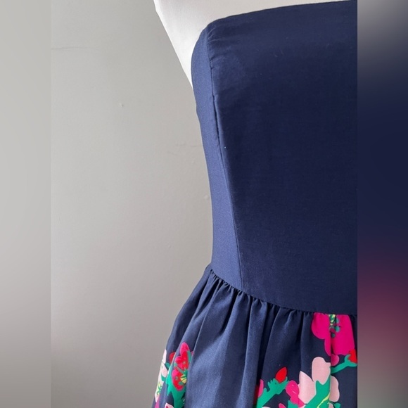 Lilly Pulitzer Lottie Navy Cherry Floral Strapless Dress size 8 - Picture 3 of 13